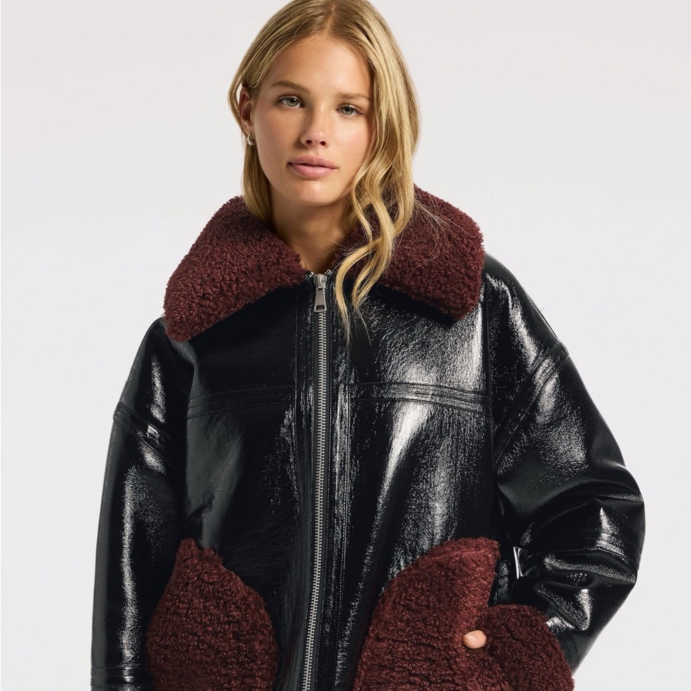 NWT Apparis Catalina Jacket Noir and Burgundy size Medium. Originally $575